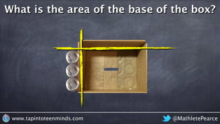 @MathletePearcewww.tapintoteenminds.com
What is the area of the base of the box?
 