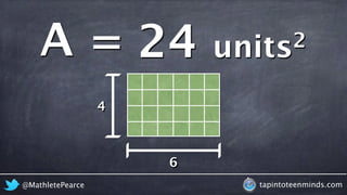 @MathletePearce tapintoteenminds.com
A =
4
6
24 units2
 