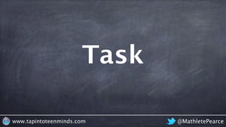 Task
@MathletePearcewww.tapintoteenminds.com
 