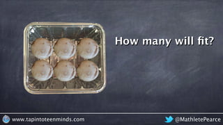 @MathletePearcewww.tapintoteenminds.com
How many will ﬁt?
 