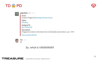 Copyright ©2015 Treasure Data. All Rights Reserved.
TD 😱 PD
11
So, what is i-XXXXXXXX?
 