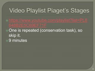 https://www.youtube.com/playlist?list=PL8
648B2E5C69EF71F
One is repeated (conservation task), so
skip it.
9 minutes
4
 