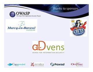 Thanks	
  to	
  sponsors	
  	
  
 