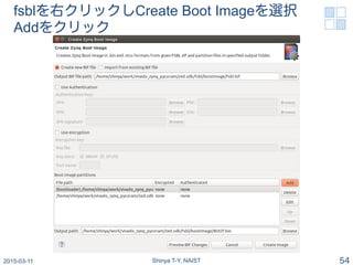 fsblを右クリックしCreate Boot Imageを選択
Addをクリック
2015-03-19 Shinya T-Y, NAIST 54
 