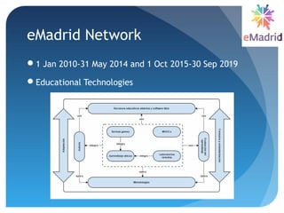 eMadrid Network
1 Jan 2010-31 May 2014 and 1 Oct 2015-30 Sep 2019
Educational Technologies
 