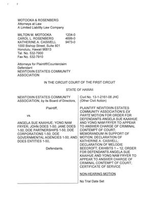 2015 03-19 newtown's ex parte motion for order for defendants to appear ...