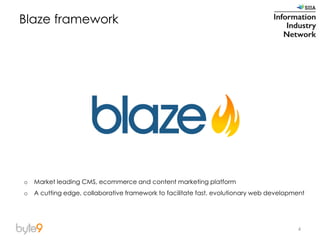 4
Blaze framework
o Market leading CMS, ecommerce and content marketing platform
o A cutting edge, collaborative framework...