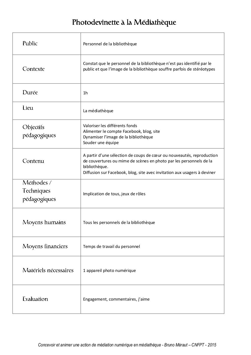 Exemples de fiches projets de médiation numérique en bibliothèque