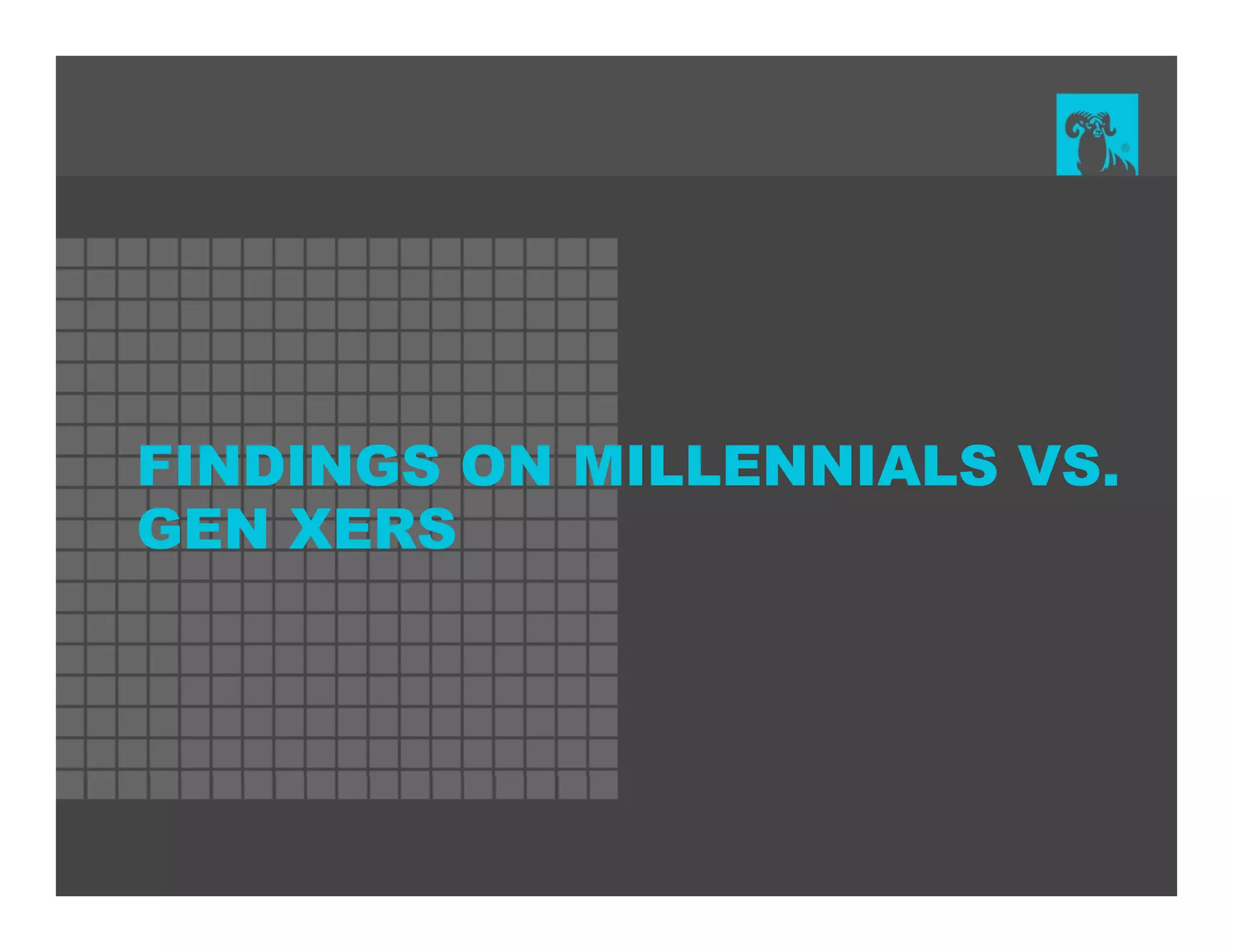 FINDINGS ON MILLENNIALS VS.
GEN XERS
 