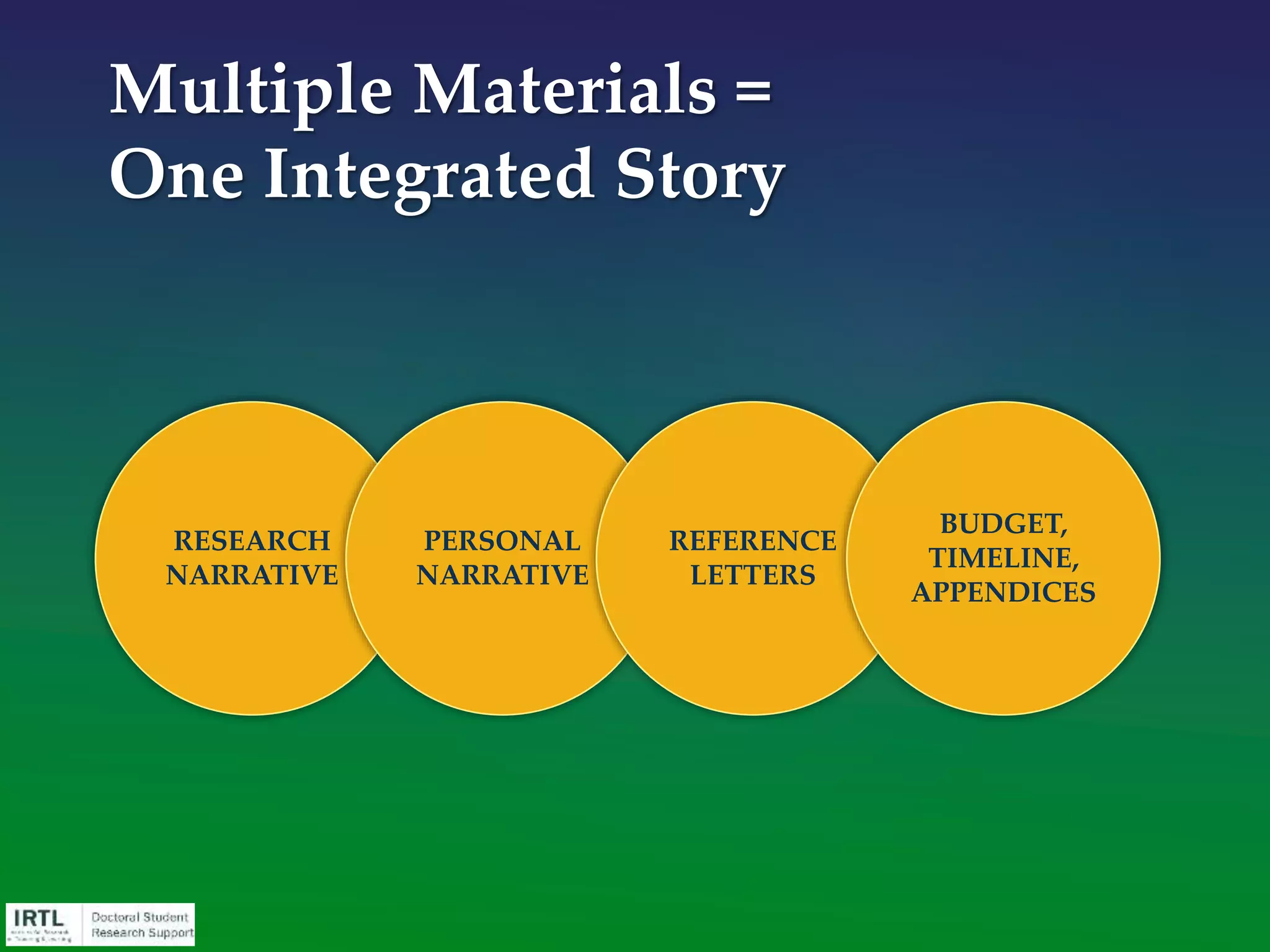 What do you believe are the most challenging
aspects of grant writing?
• Writing concisely.
• Relating relevance to a general audience.
• Be prepared to write 8+ drafts of your proposal.
• Making my proposal more focused and concise,
and making it accessible to people outside of my
area of expertise.
Words of advice from students:
 