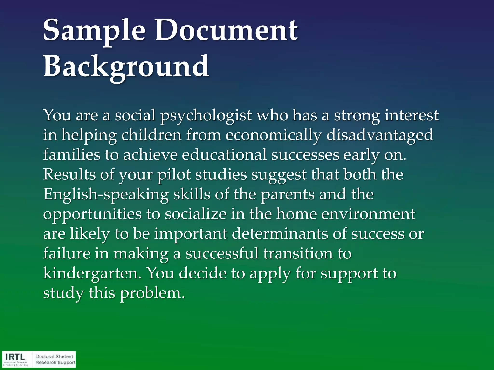 If you have effectively written page one of
your grant proposal, preparation of the rest of
the proposal will flow more naturally.
This section MUST contain everything that is
important and exciting about your project, but
without a lot of detail.
Narrative
 