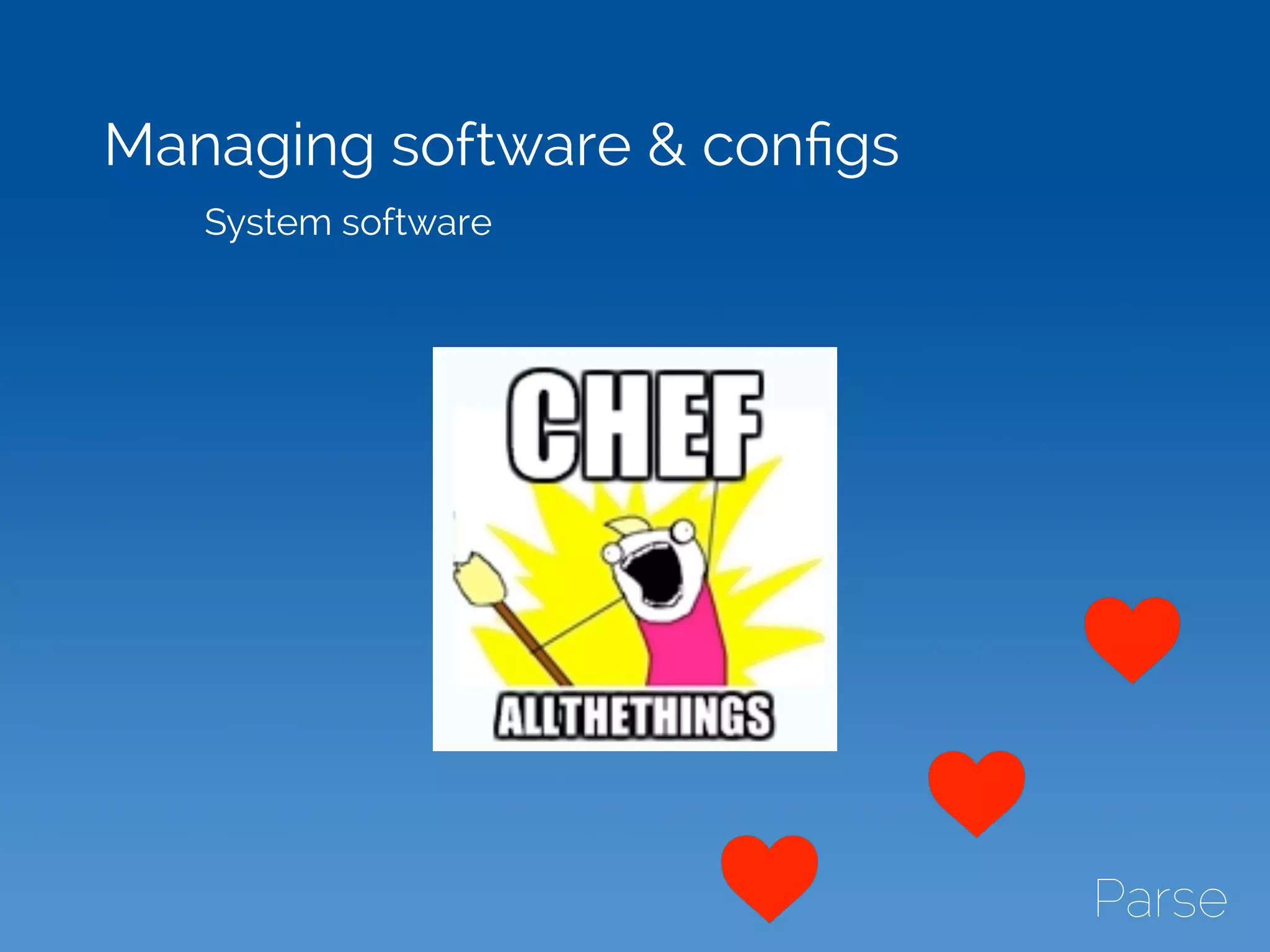 Managing software & conﬁgs
System software
 