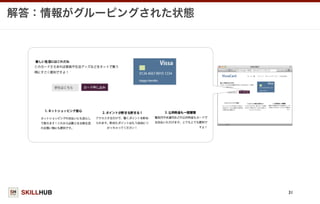 SKILLHUB
解答：情報がグルーピングされた状態
31
 