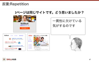 SKILLHUB
反復:Repetition
67
3ページは同じサイトです。どう思いましたか？
一貫性に欠けている
気がするのです
 