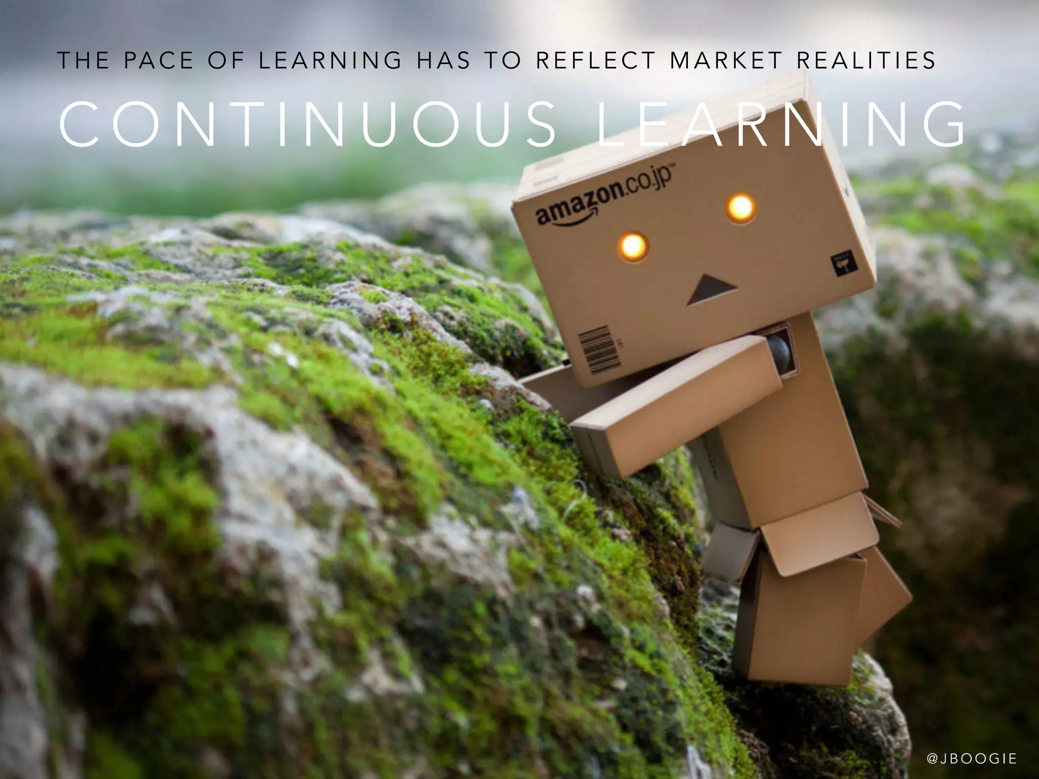 C O N T I N U O U S L E A R N I N G
T H E PA C E O F L E A R N I N G H A S T O R E F L E C T M A R K E T R E A L I T I E S
@ J B O O G I E
 