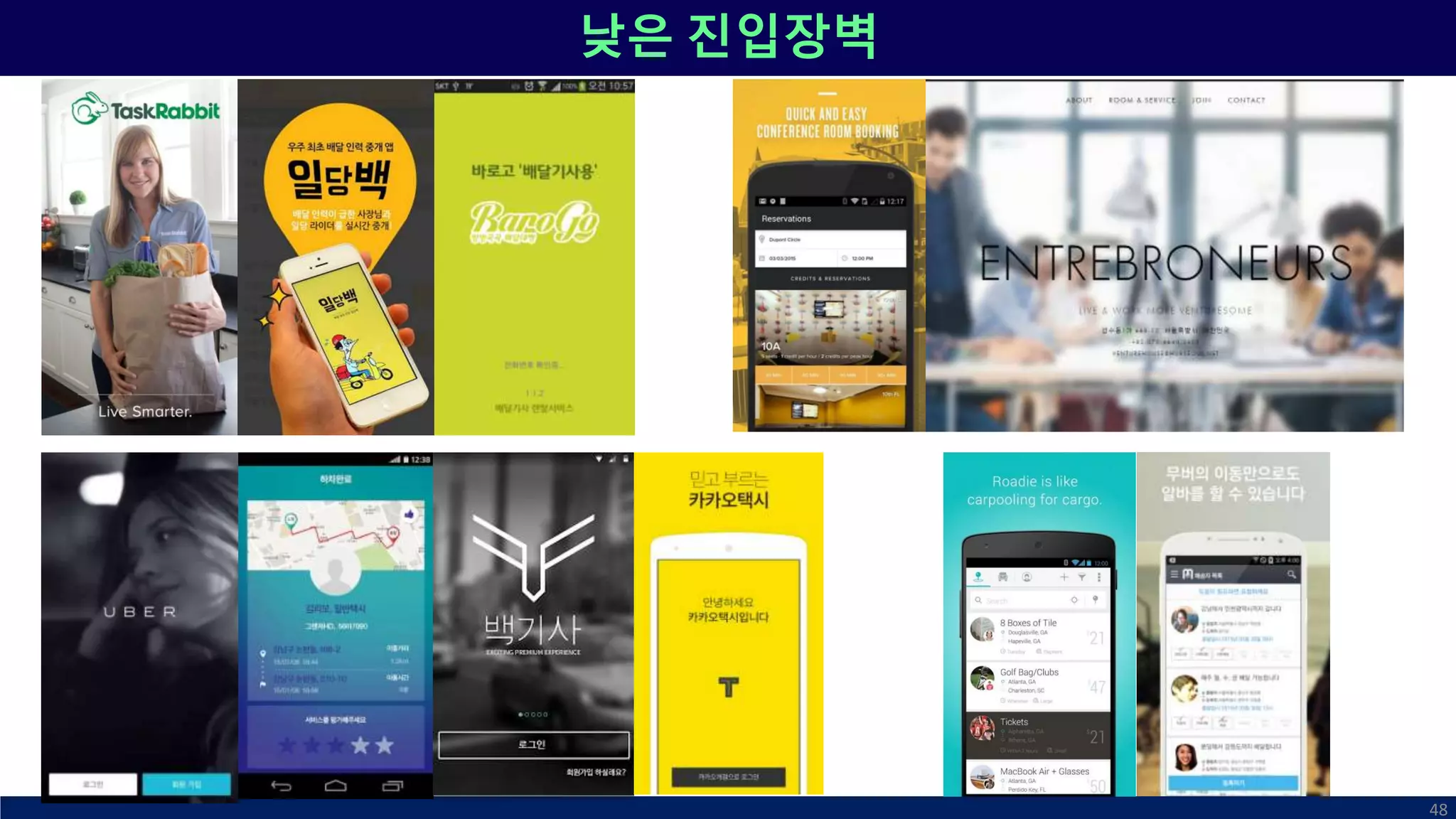 낮은 진입장벽
48
 