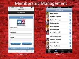 Membership Management
ClubrunnerdacDB Mobile
 