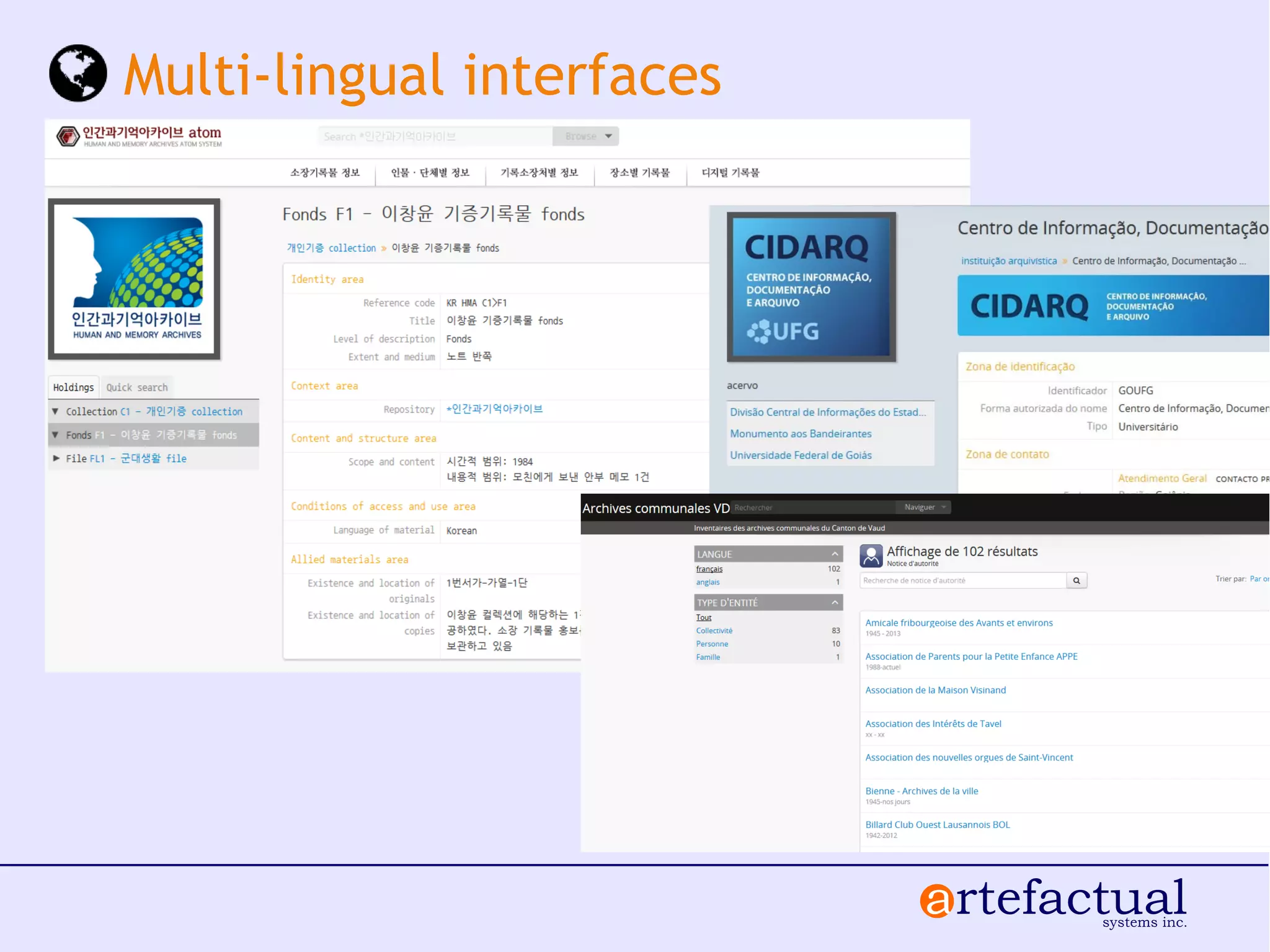 Multi-lingual interfaces
 