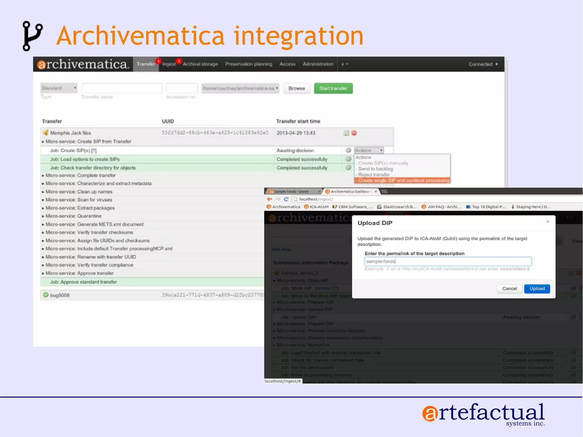 Archivematica integration
 