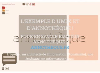 / (;(03/( ' 80,; (7
' $1127+Š48(
3285 (1 6$92,5 3/86 685
$1127+Š48(
$1127+(48( )5
/ «TXLSH XQ DUFKLWHFWH GH O LQIRUPDWLRQ .RQVWDQWLQ XQH
«WXGLDQWH XQ LQIRUPDWLFLHQ PRL
 