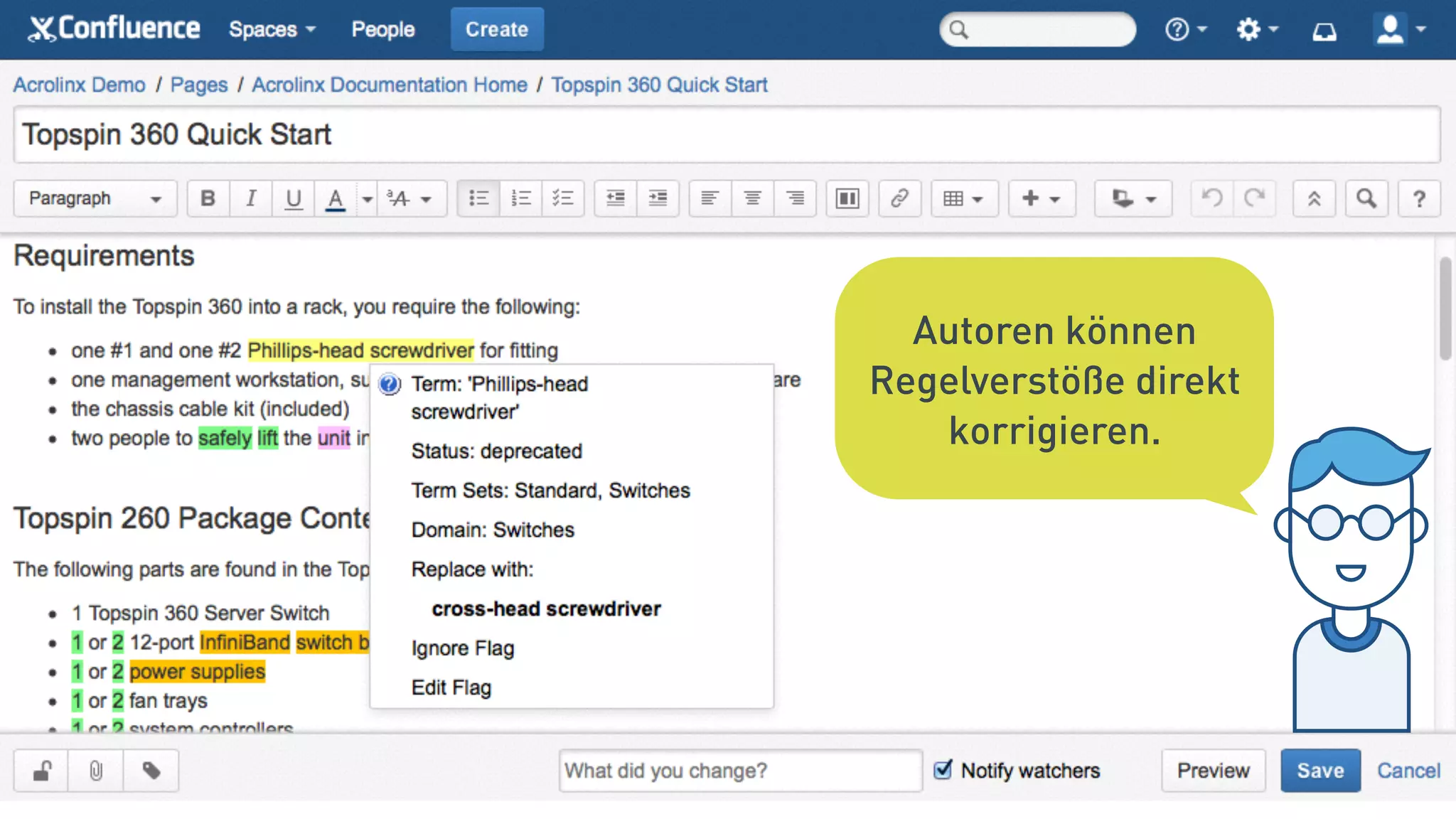 Autoren können
Regelverstöße direkt
korrigieren.
 