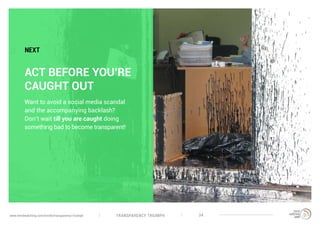 TRANSPARENCY TRIUMPHwww.trendwatching.com/trends/transparency-triumph 34
ACT BEFORE YOU’RE
CAUGHT OUT
Want to avoid a social media scandal
and the accompanying backlash?
Don’t wait till you are caught doing
something bad to become transparent!
NEXT
 