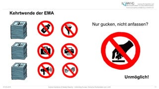 Nur gucken, nicht anfassen?
Unmöglich!
Kehrtwende der EMA
07.05.2015 Andrea Kamphuis & Natalie Masche / Unblinding Europe: Klinische Studiendaten ans Licht! 11
 