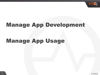 21
Manage App Development
Manage App Usage
 
