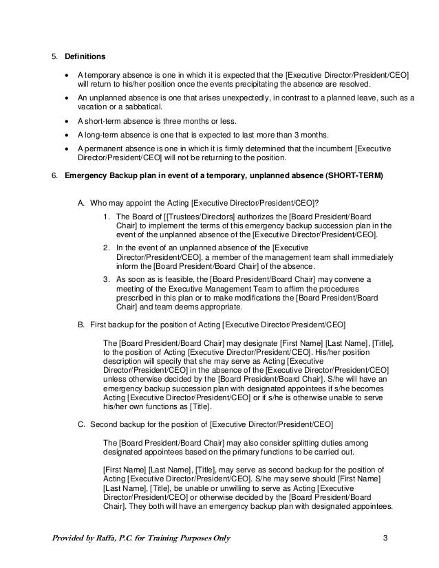 2015 06 03 Succession Policy Contingency Planning For Ceos