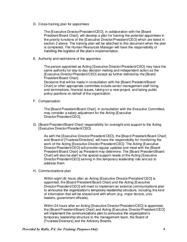2015 06 03 Succession Policy Contingency Planning For Ceos