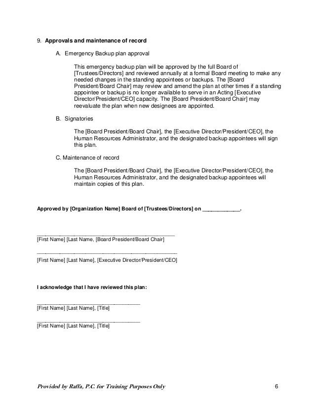 2015 06 03 Succession Policy Contingency Planning For Ceos