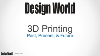 3D Printing
Past, Present, & Future
 