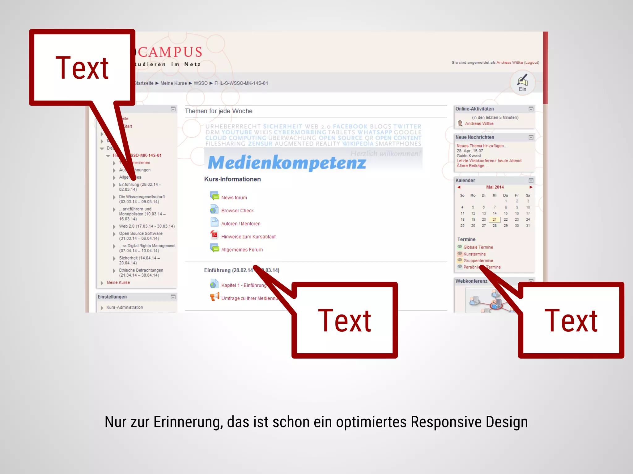 Nur zur Erinnerung, das ist schon ein optimiertes Responsive Design
Text
TextText
 