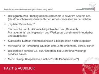 DANKE!
Matti Stöhr
Berlin-Brandenburgische Akademie der
Wissenschaften
Jahresberichte für deutsche Geschichte
Jägerstraße 22/23
10117 Berlin
Tel: +49 (0)30/20370-467
Mail: stoehr@bbaw.de
matti.stoehr@online.de
Web: http://www.jdg-online.de
http://www.matti-stoehr.de
Folien: http://de.slideshare.net/mattistoehr
Bild: Technology makes it easier to share -
http://digitaltattoo.ubc.ca/files/2012/05/281772
2169_9058dde5d7.jpg
Welche wichtigen Fragen und Antworten gibt es noch?
 