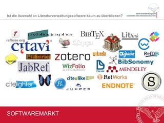 SOFTWAREMARKT
Ist die Auswahl an Literaturverwaltungssoftware kaum zu überblicken?
 