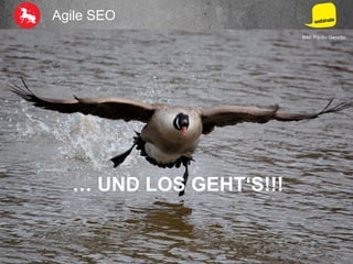 Agile SEO
… UND LOS GEHT‘S!!!
Bild: Paulio Geordio
 