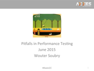 Click	
  to	
  edit	
  Master	
  /tle	
  style	
  
Pi2alls	
  in	
  Performance	
  Tes/ng	
  
June	
  2015	
  
Wouter	
  Soubry	
  
1	
  #AxxesCC	
  
 