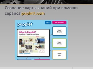 Создание карты знаний при помощи
сервиса poplett.compoplett.com
 