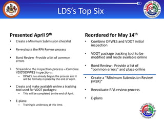 Vdot Source Inspection Process Land Development Improvement Process | PPTX