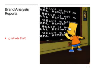 21|
BrandAnalysis
Reports
§  5	
  minute	
  limit	
  
 