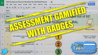 ASSESSMENT GAMIFIED
WITH BADGES
@MathletePearce
 