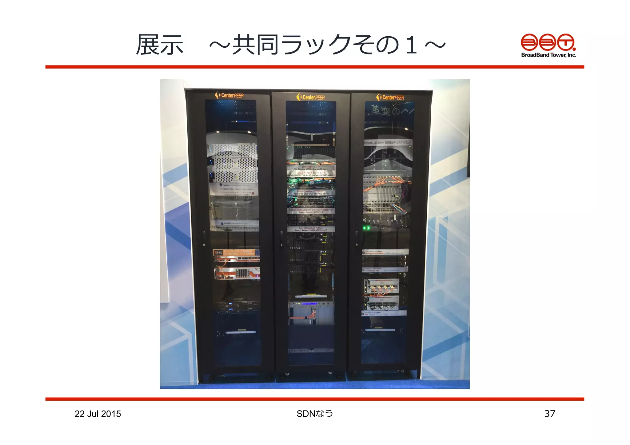 展⽰示 　〜～共同ラックその１〜～
22 Jul 2015 SDNなう 37
 