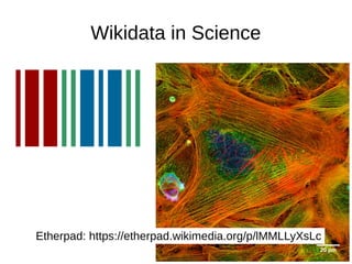 Wikidata in Science
Etherpad: https://etherpad.wikimedia.org/p/lMMLLyXsLc
 