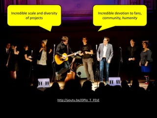 The strategy was written on
the public wiki, where it could
change easily, as needed.
The wiki became the strategy
Using this process, the
Smithsonian developed a
strategy, involving hundreds of
participants, in about 6 weeks
start-to-finish.
http://smithsonian-webstrategy.wikispaces.com/Strategy+--+Themes
It’s all self-documenting
 