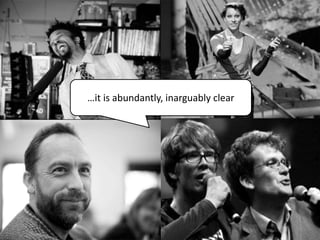All measurements are flawed
“To throw our hands up and say, ‘But we cannot measure
performance in the social sectors the way you can in
business’ is simply lack of discipline. All indicators are
flawed, whether qualitative or quantitative. Test scores
are flawed, mammograms are flawed, crime data are
flawed, customer service data are flawed, patient-
outcome data are flawed. What matters is not finding the
perfect indicator, but settling upon a consistent and
intelligent method of assessing your output results, and
then tracking your trajectory with rigor.”
Jim Collins
Good to Great and the Social Sector, 2005
Jim Collins
Good to Great and the Social Sector, 2005
 