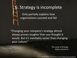 7. Strategy has the wrong audience
Way too often, only lip service to users, customers,
visitors, partners, collaborators, staff
https://commons.wikimedia.org/wiki/File:Direktorium_LDE.jpg https://flic.kr/p/naUzay
Thomas Hawke
Oakland 2010, CC-BY-NC
Too much of this Too little of this
 