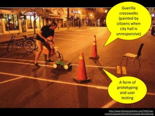 Commandeering
public parking
spaces to make
“parklets” shows
the hidden
potential of
forgotten urban
spaces
 