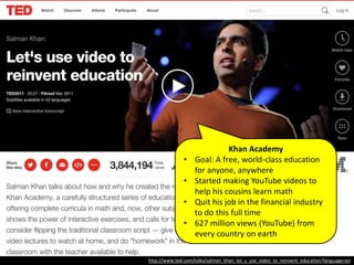 http://www.ted.com/talks/salman_khan_let_s_use_video_to_reinvent_education?language=en
2006: Salman Khan
started making
Yo...