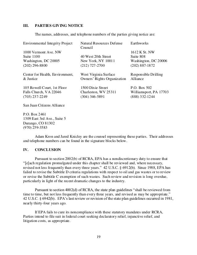 radical enviro groups notice of intent to sue the epa to force regul intent to sue letter