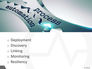 o Deployment
o Discovery
o Linking
o Monitoring
o Resiliency
 